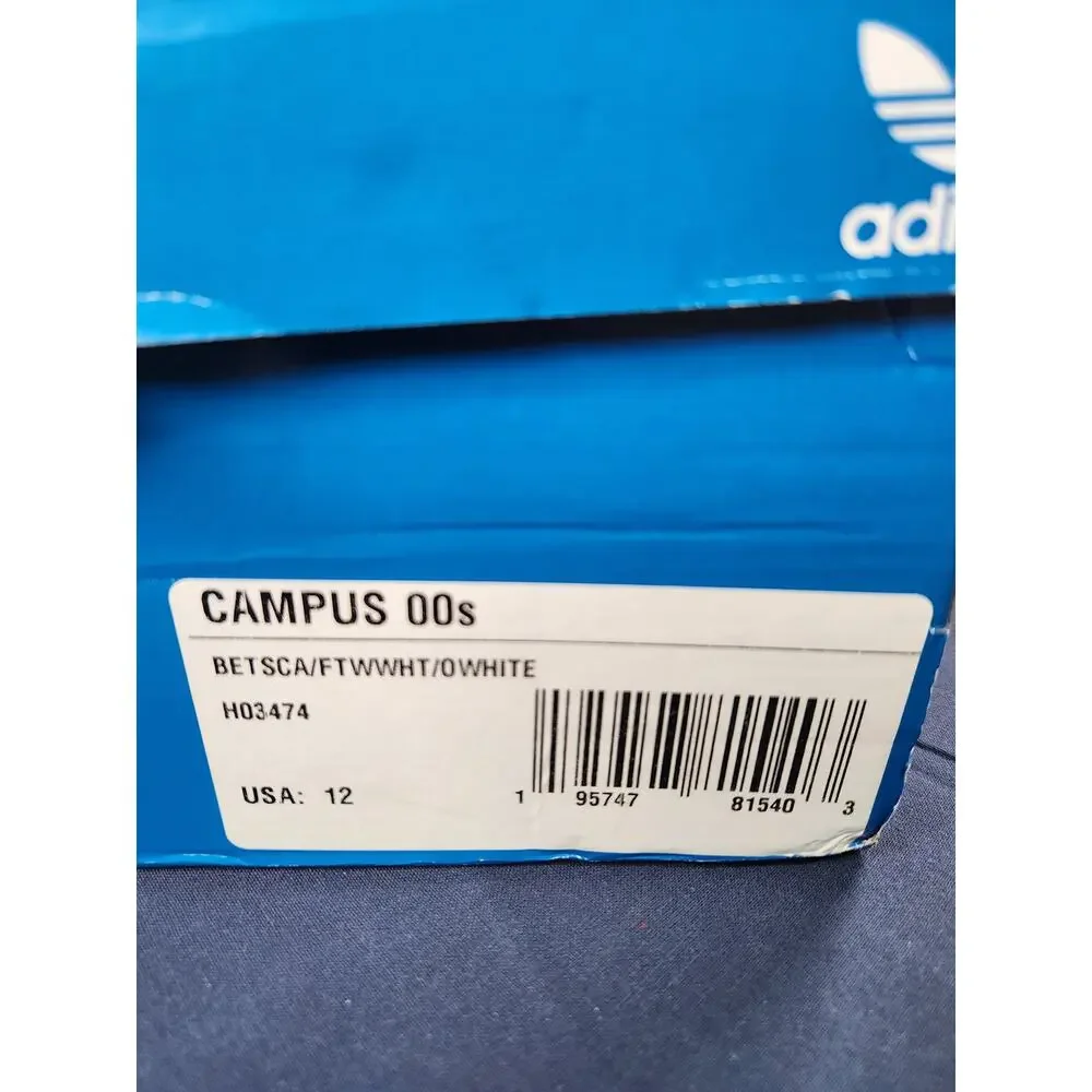 adidas Campus 00s H03474 Scarlet Gum Men's Size 12 Red White Suede New Box
